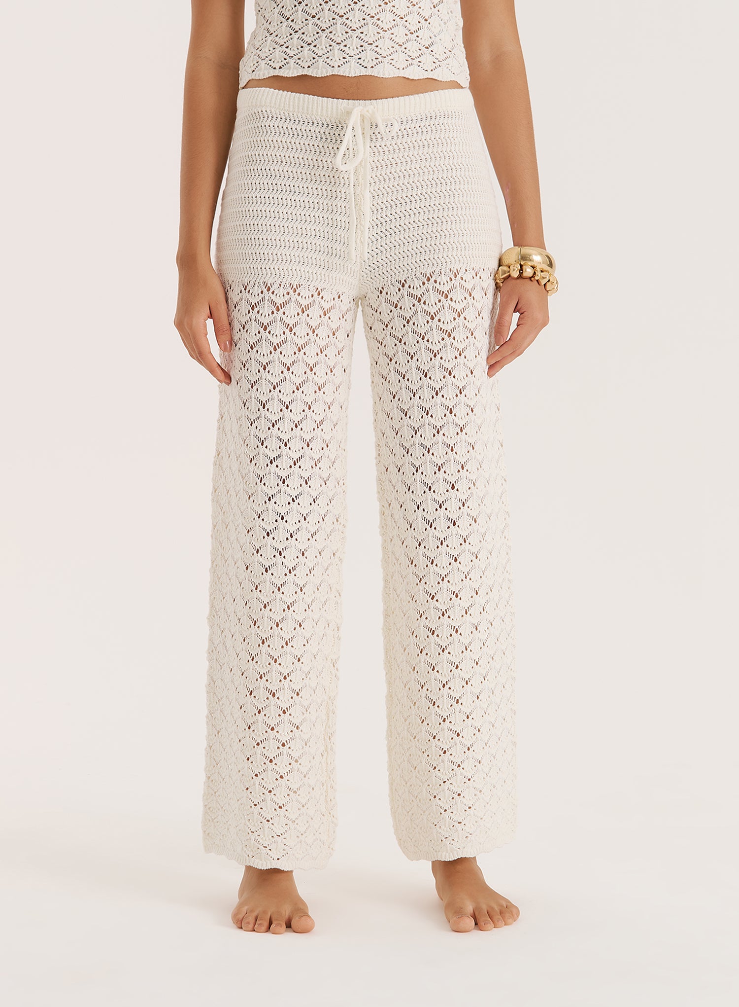 Cream Crochet Mix Trouser